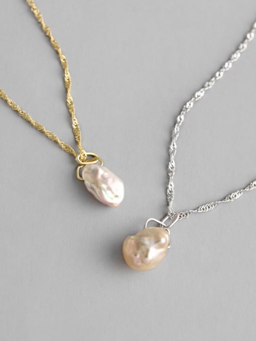 DAKA 925 Sterling Silver Imitation Pearl Necklace
