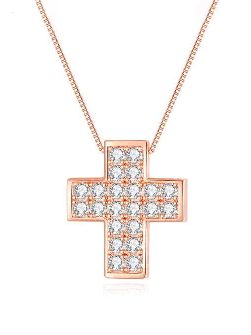 BLING SU Brass Cubic Zirconia Cross Dainty Regligious Necklace 0