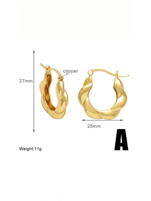 A Brass Geometric Minimalist Huggie Earring