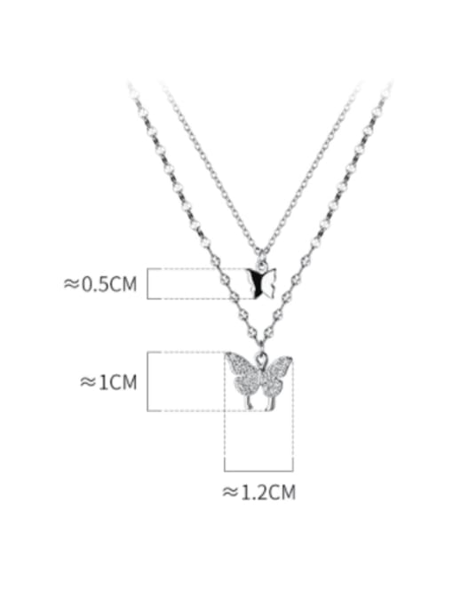 Rosh 925 Sterling Silver Cubic Zirconia Butterfly Minimalist Multi Strand Necklace 3