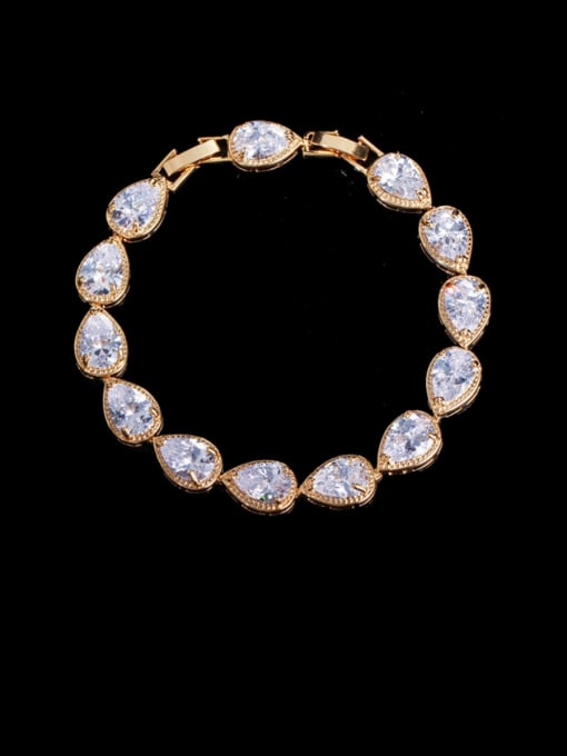L.WIN Brass Cubic Zirconia Water Drop Luxury Bracelet 1