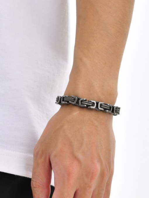 CONG Stainless steel Irregular Vintage Link Bracelet 2