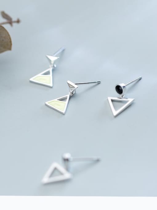Rosh 925 Sterling Silver Hollow Triangle Minimalist Drop Earring 2