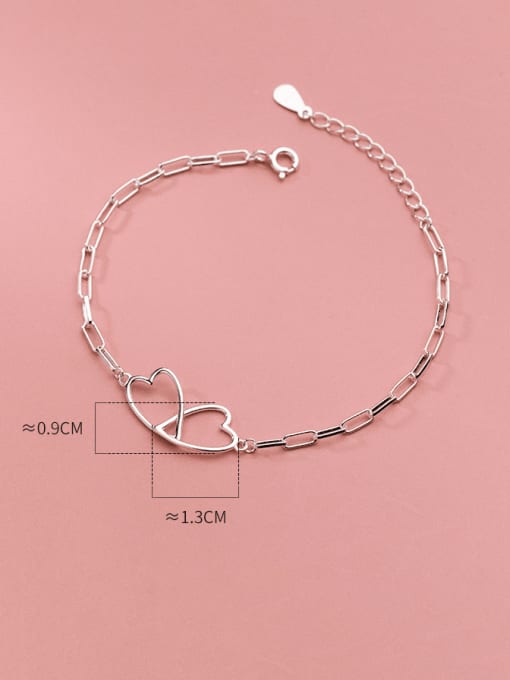 Rosh 925 Sterling Silver Hollow Heart Minimalist Link Bracelet 2