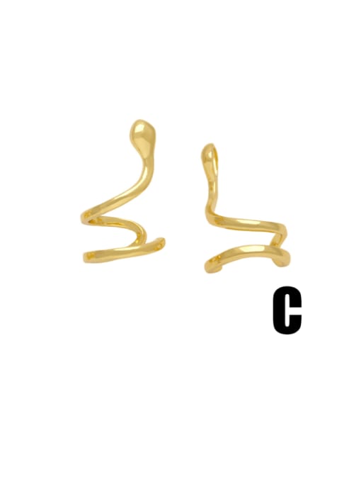 C Brass Cubic Zirconia Heart Minimalist Clip Earring