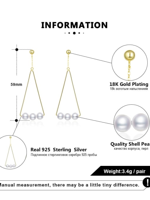RINNTIN 925 Sterling Silver Freshwater Pearl Geometric Minimalist Hook Earring 1