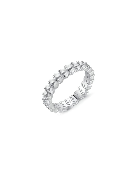 MODN 925 Sterling Silver Cubic Zirconia Geometric Dainty Band Ring 0