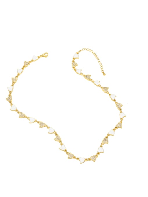 white Brass Cubic Zirconia Heart Minimalist Necklace