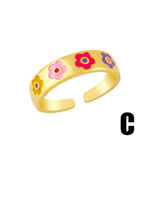 CC Brass Enamel Heart Minimalist Band Ring 3