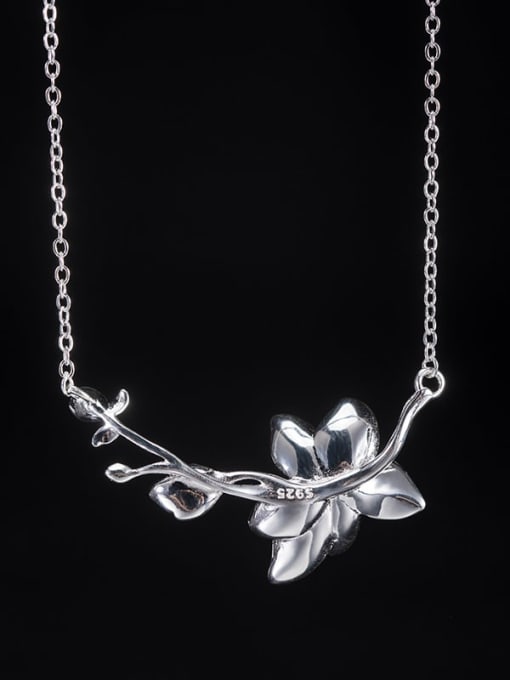 SILVER MI 925 Sterling Silver Flower Minimalist Necklace 3