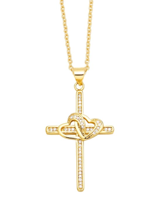 CC Brass Cubic Zirconia Cross Vintage Regligious Necklace 4