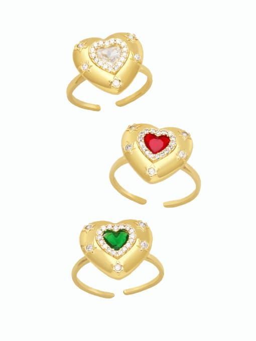 CC Brass Cubic Zirconia Heart Vintage Band Ring