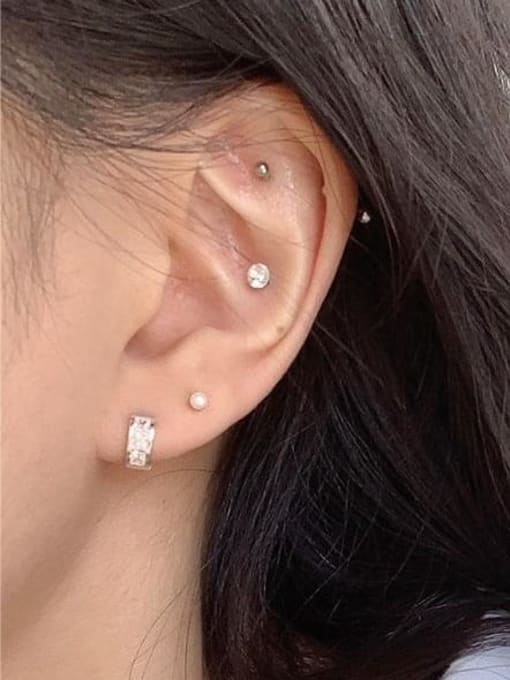 Boomer Cat 925 Sterling Silver Cubic Zirconia Geometric Minimalist Huggie Earring 1