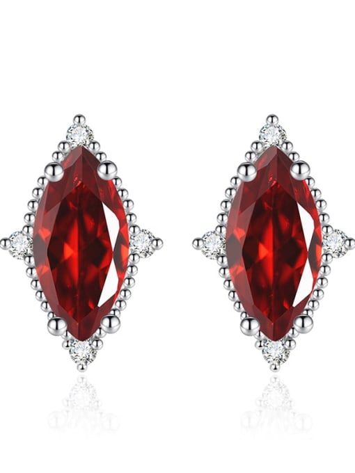 Red Brass Cubic Zirconia Geometric Luxury Cluster Earring