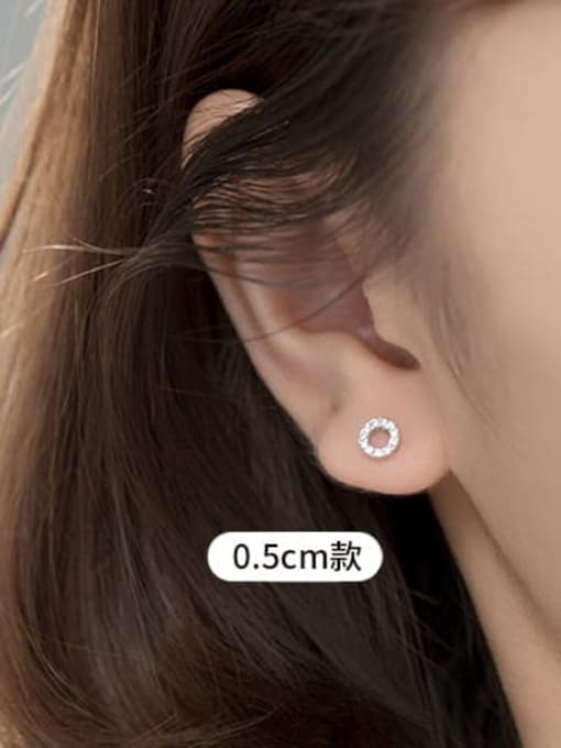 medium 5mm 925 Sterling Silver Cubic Zirconia Round Minimalist Stud Earring