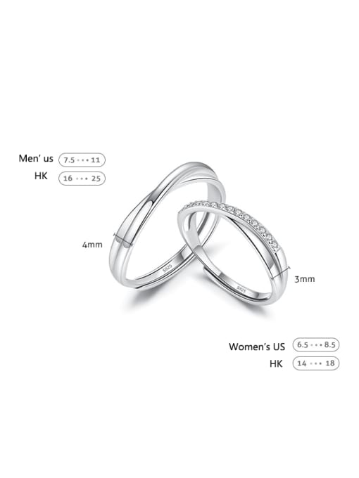 MODN 925 Sterling Silver Cubic Zirconia Irregular Dainty Couple Ring 2