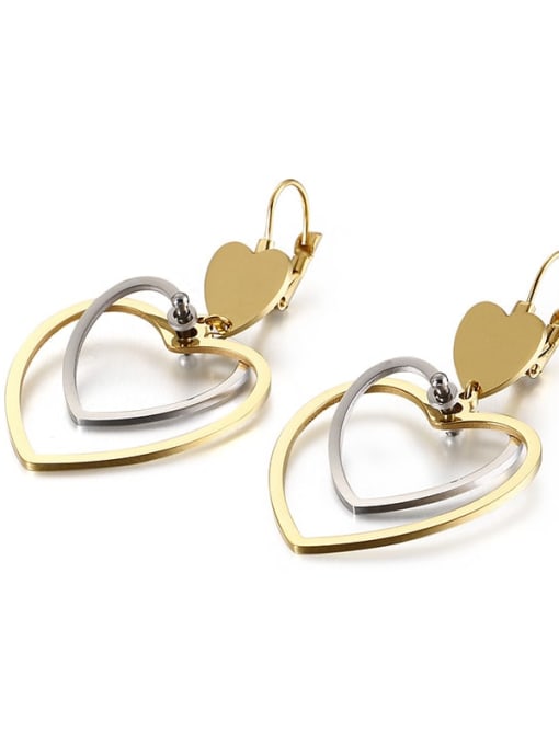 gold platinum Stainless Steel Hollow  Heart Minimalist Hook Earring
