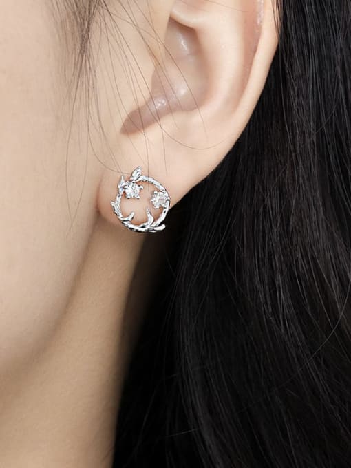 DAKA 925 Sterling Silver Flower Dainty Stud Earring 1