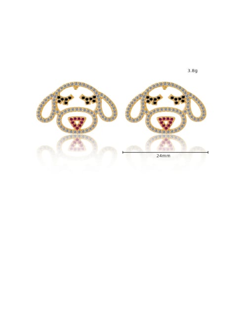 DUDU Brass Cubic Zirconia Dog Cute Stud Earring 1