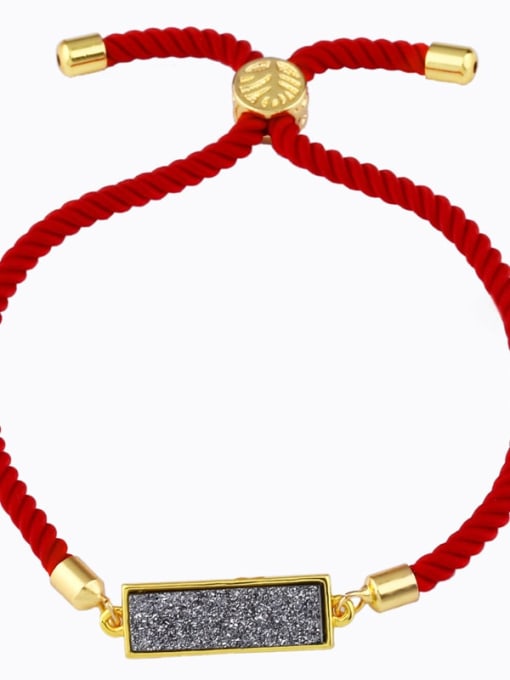 Red rope grey Red rope Geometric Minimalist Adjustable Bracelet