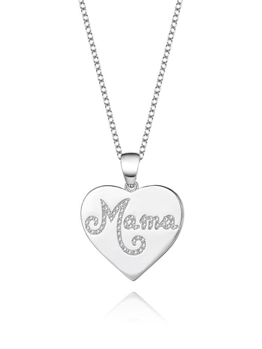 YJXZ 315 (Platinum) 925 Sterling Silver Cubic Zirconia Heart Minimalist Necklace