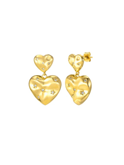 CONG Brass Heart Minimalist Drop Earring