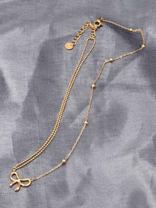 A TEEM Titanium Bowknot Minimalist Multi Strand Necklace 4