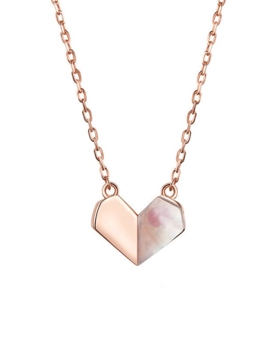 rose gold 925 Sterling Silver Shell Heart Minimalist Necklace