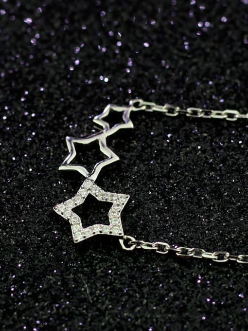 JENNY 925 Sterling Silver Cubic Zirconia Hollow Star Vintage Necklace 2