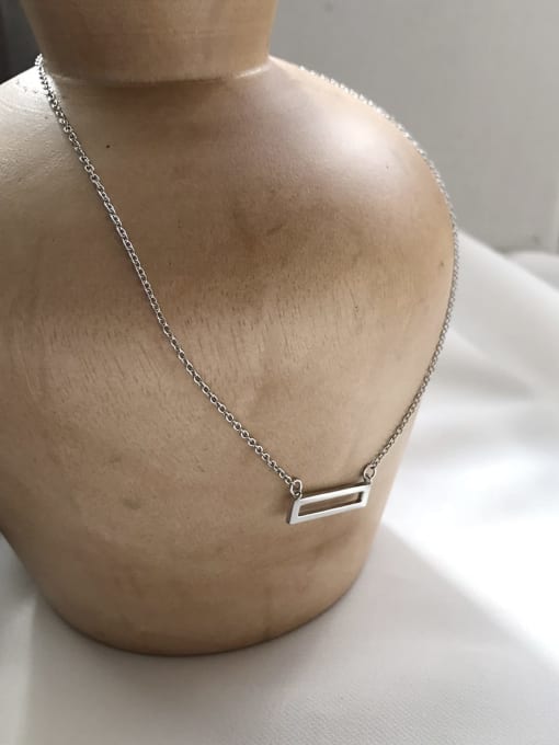 Boomer Cat 925 Sterling Silver Rectangular geometric Necklace 0