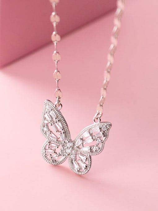 Rosh 925 Sterling Silver Cubic Zirconia Butterfly Dainty Necklace 0