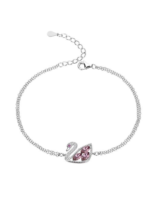 JYSL 012 (Violet) 925 Sterling Silver Austrian Crystal Swan Classic Bracelet