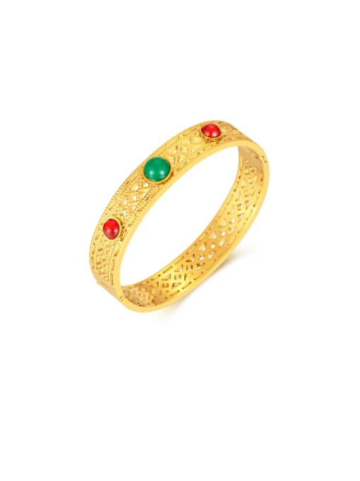 GH1083 Stainless steel Natural Stone Geometric Hip Hop Band Bangle