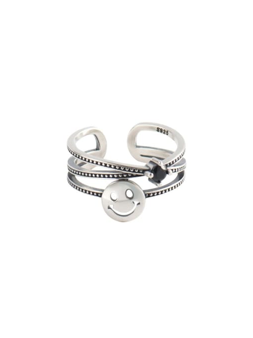 XBOX 925 Sterling Silver Geometric Vintage Smiley Stackable Ring 0