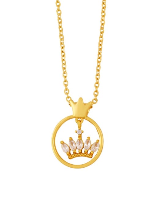 an crown Brass Cubic Zirconia Crown Butterfly Hip Hop Tassel Necklace