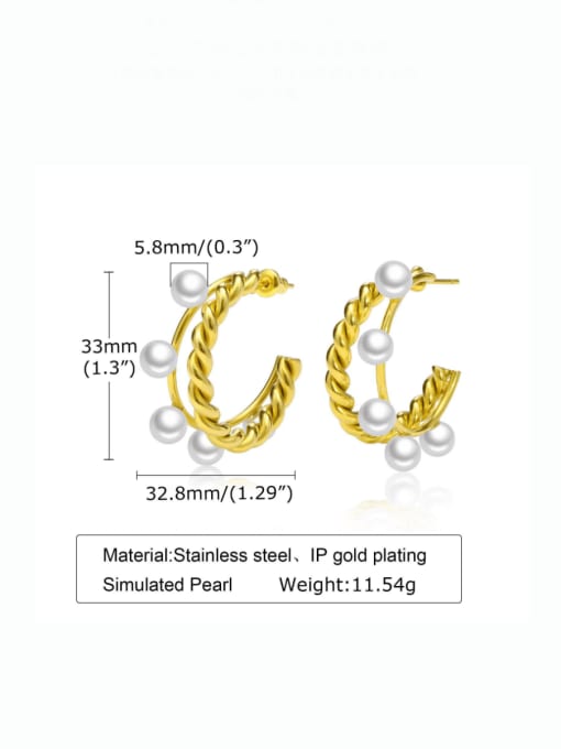 LI MUMU Stainless steel Imitation Pearl Geometric Minimalist Earring 1