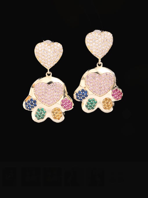 Colored  Cubic zirconium Brass Cubic Zirconia Heart Luxury Cluster Earring