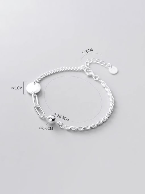 Rosh 925 Sterling Silver Geometric  Chain Minimalist Link Bracelet 1