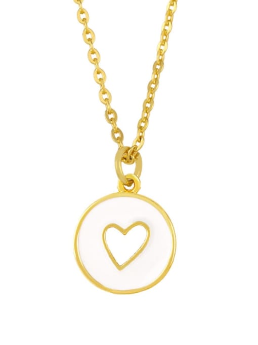 white Brass Enamel Heart Minimalist Necklace