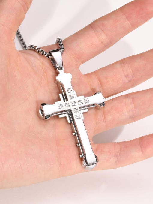 CONG Stainless steel Cross Minimalist Long Strand Necklace 4