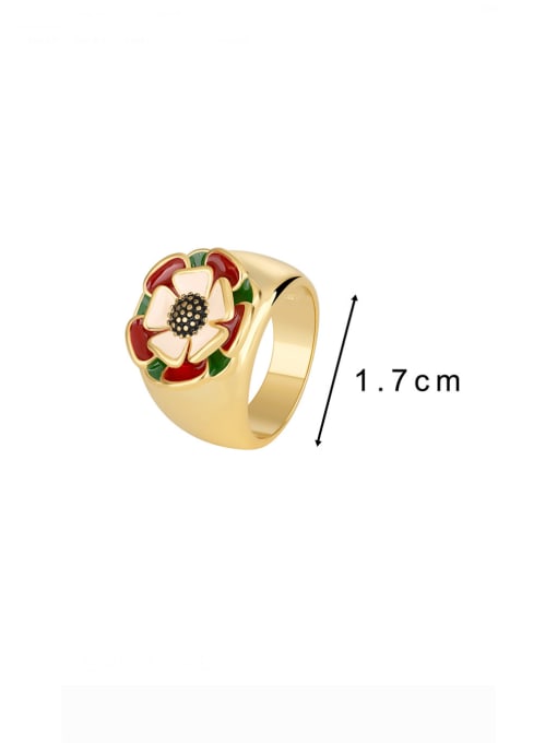 CHARME Brass Enamel Flower Minimalist Band Ring 2
