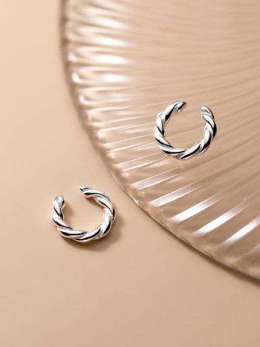 Rosh 925 Sterling Silver Twist Geometric Minimalist Clip Earring 2