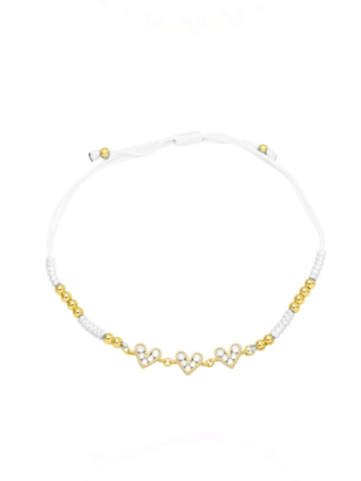 white Brass Cubic Zirconia Weave Bohemia Adjustable Bracelet