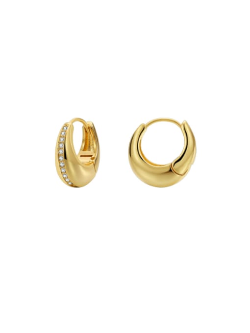 Gold Zircon Earrings Brass Cubic Zirconia Geometric Minimalist Huggie Earring