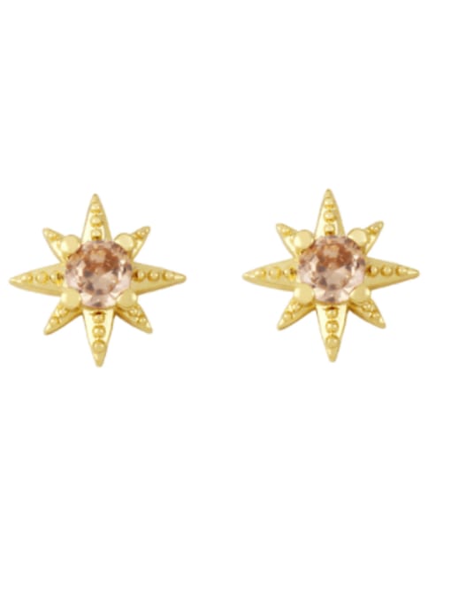 CC Brass Cubic Zirconia Star Minimalist Stud Earring 2