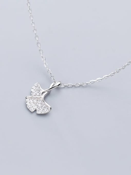 Rosh 925 Sterling Silver Fashionable Simple Diamond Ginkgo Leaf  Necklaces 1