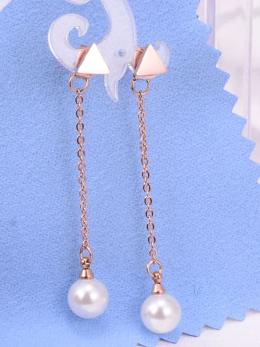 A TEEM Titanium Imitation Pearl Tassel Minimalist Threader Earring 1