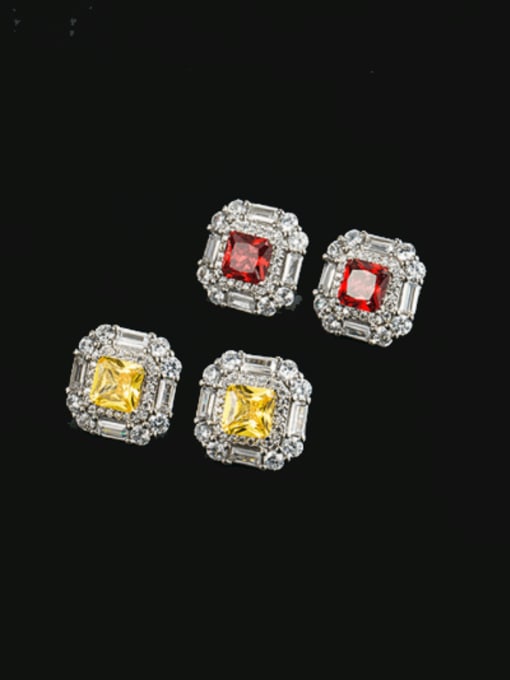 X&S Brass Cubic Zirconia Multi Color Geometric Dainty Stud Earring 0