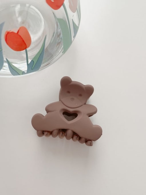 Frosted Brown 4.5cm Alloy Resin Cute Little bear  Jaw Hair Claw