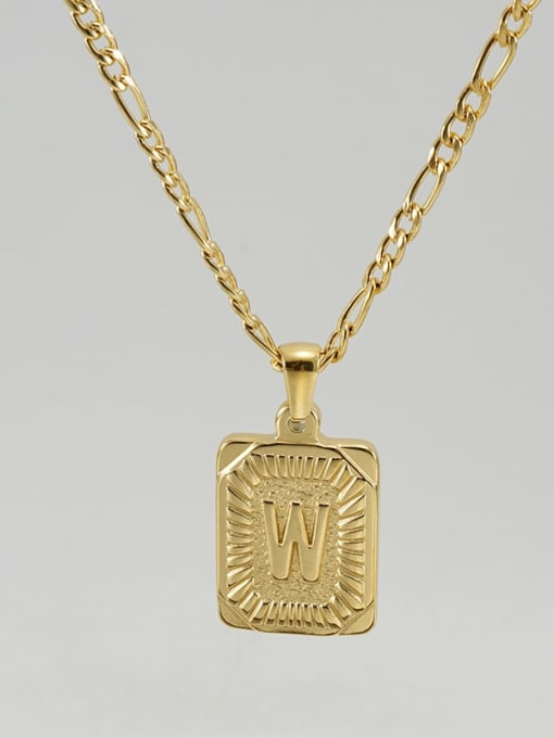 Gold W Titanium Steel Letter Hip Hop coin Necklace with 26 letters